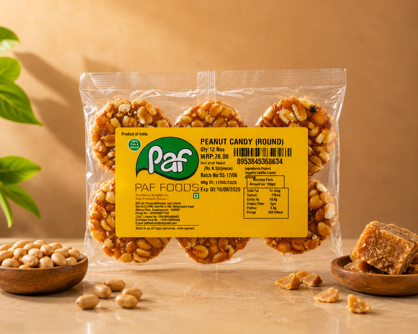 Peanut Candy — Roasted groundnuts set in pure jaggery