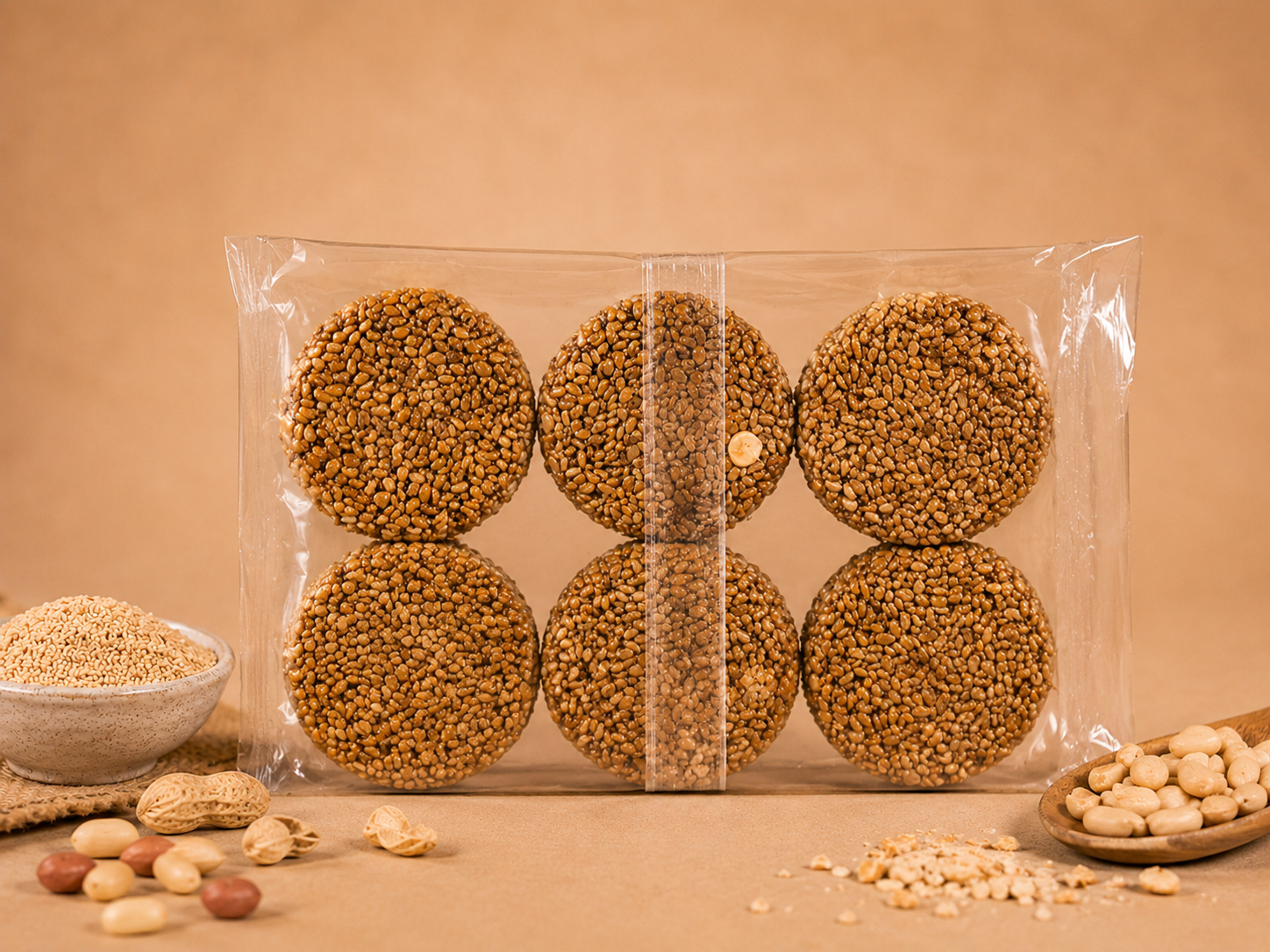 White Sesame Candy — Toasted white sesame in golden jaggery